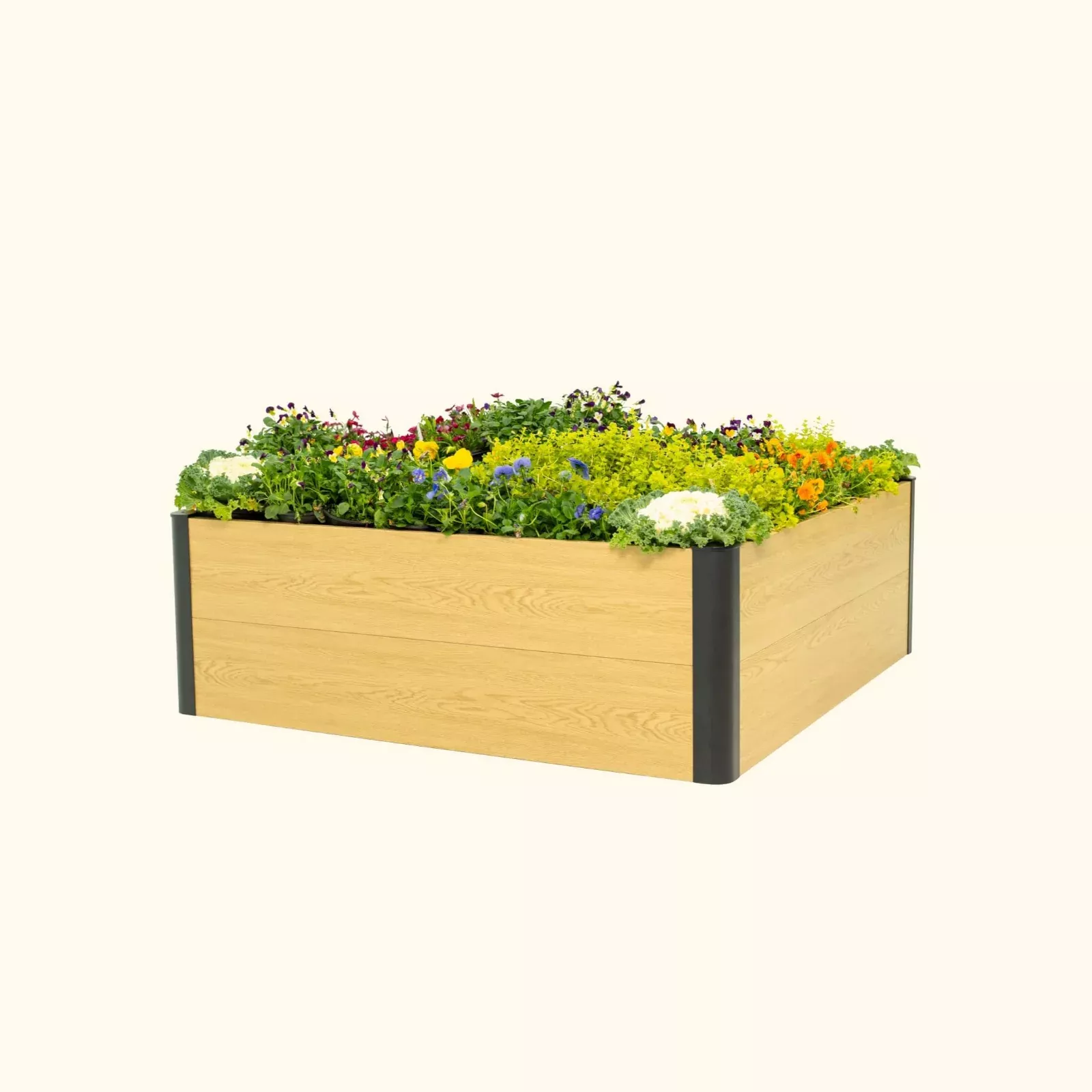 16″ Tall Woodgrain 4′ x 4′ Metal Raised Garden Bed
