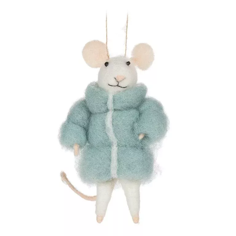Abbott - Mouse in Puffy Parka Ornament Blue 4.5"