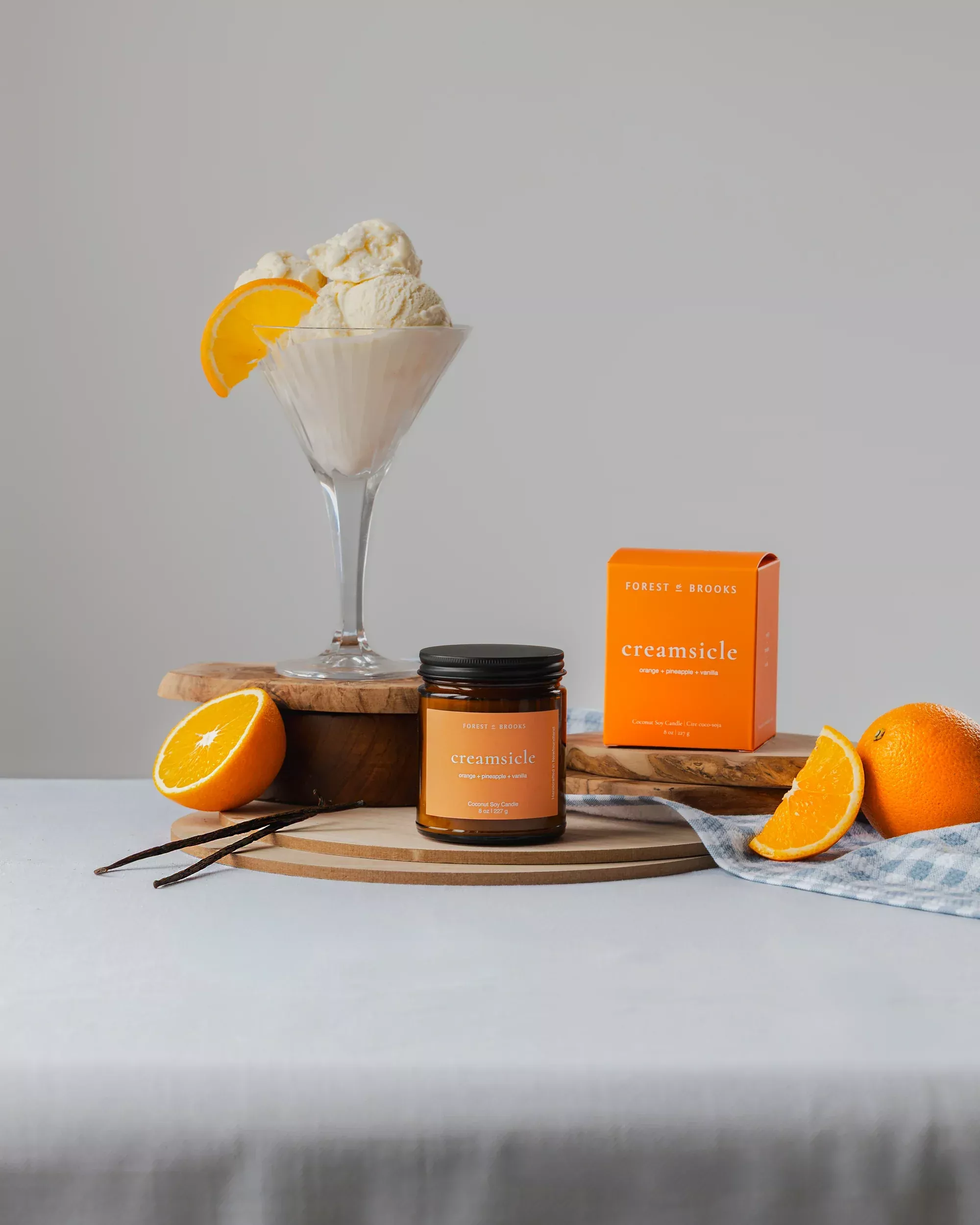 Forest & Brooks wooden wick candle - Creamsicle
