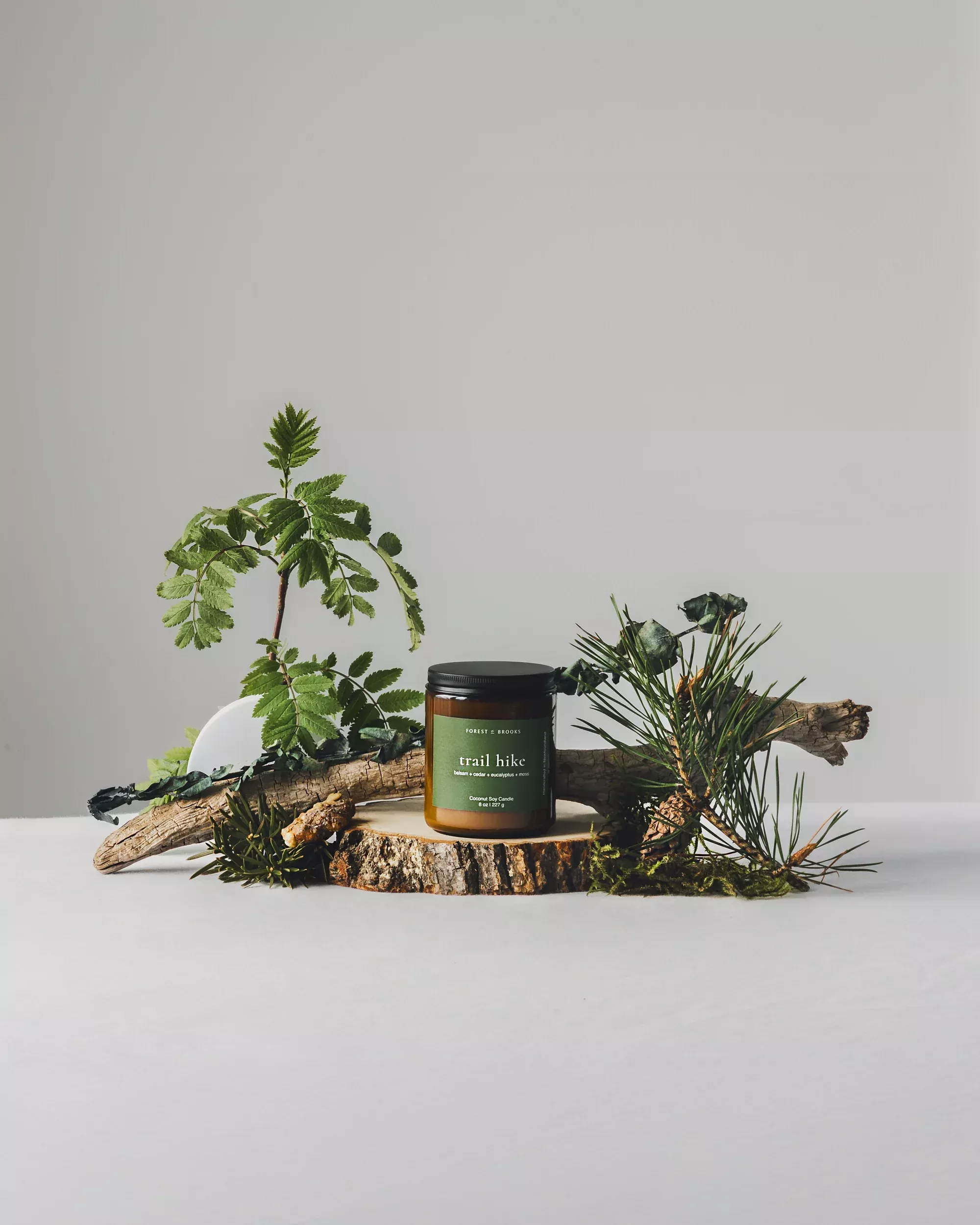Forest & Brooks wooden wick candle - trail hike