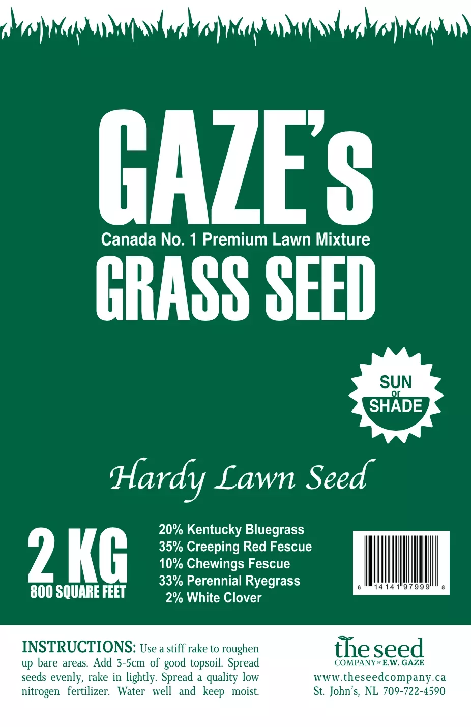 Gaze's Grass Seed - Hardy 2kg