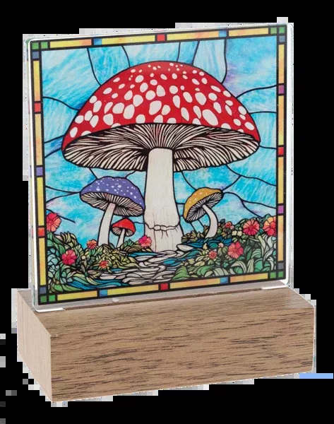 LED Light Up Stained Glass Nature Tabletop Decor