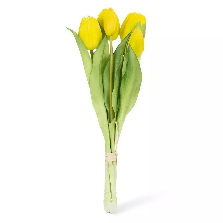 Lifelike 5 Stem Tulip Bunch Yellow