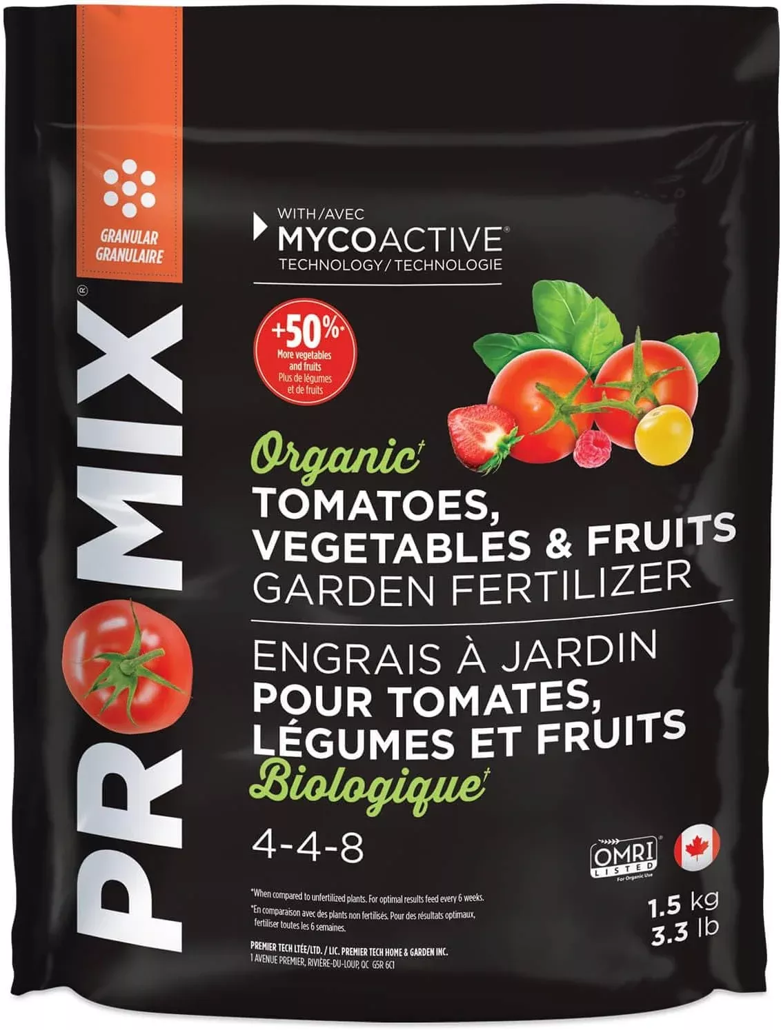 PRO-MIX Organic Tomatoes, Vegetables and Fruits 4-4-8 1.5kg