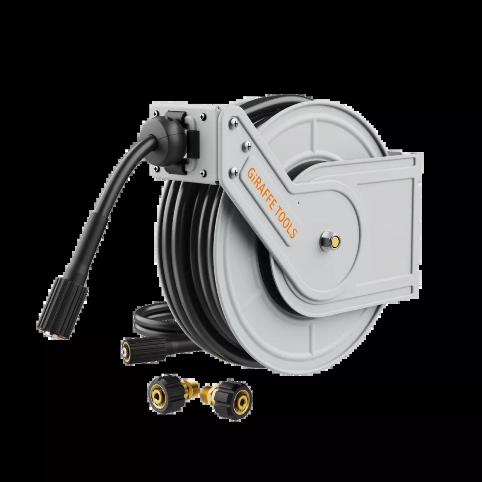 Retractable Pressure Hose Reel with Auto-Rewind, 1/4 in High-Pressure Hose
