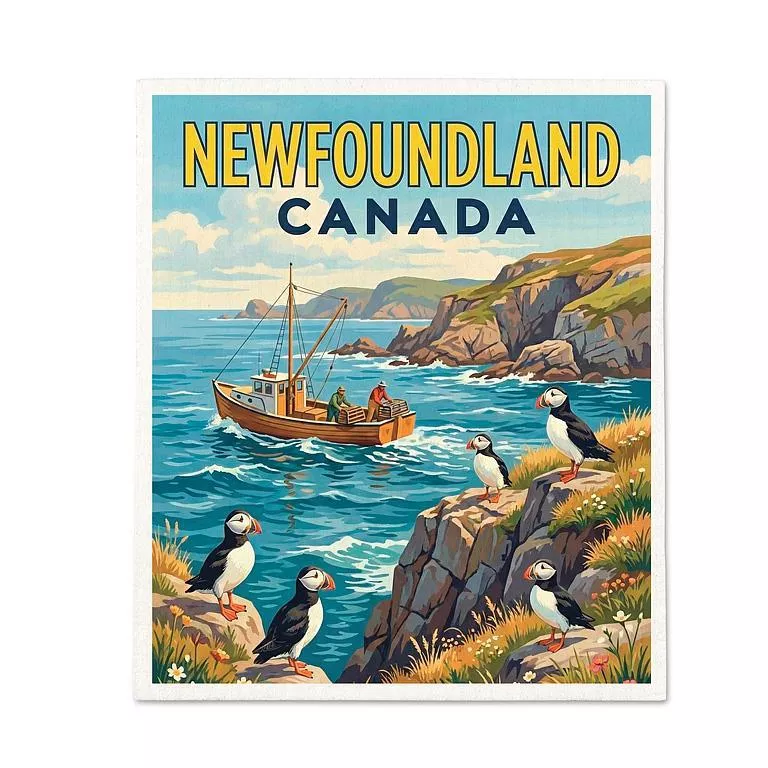 Scenic Newfoundland Dishcloth 6.75x7.5"L