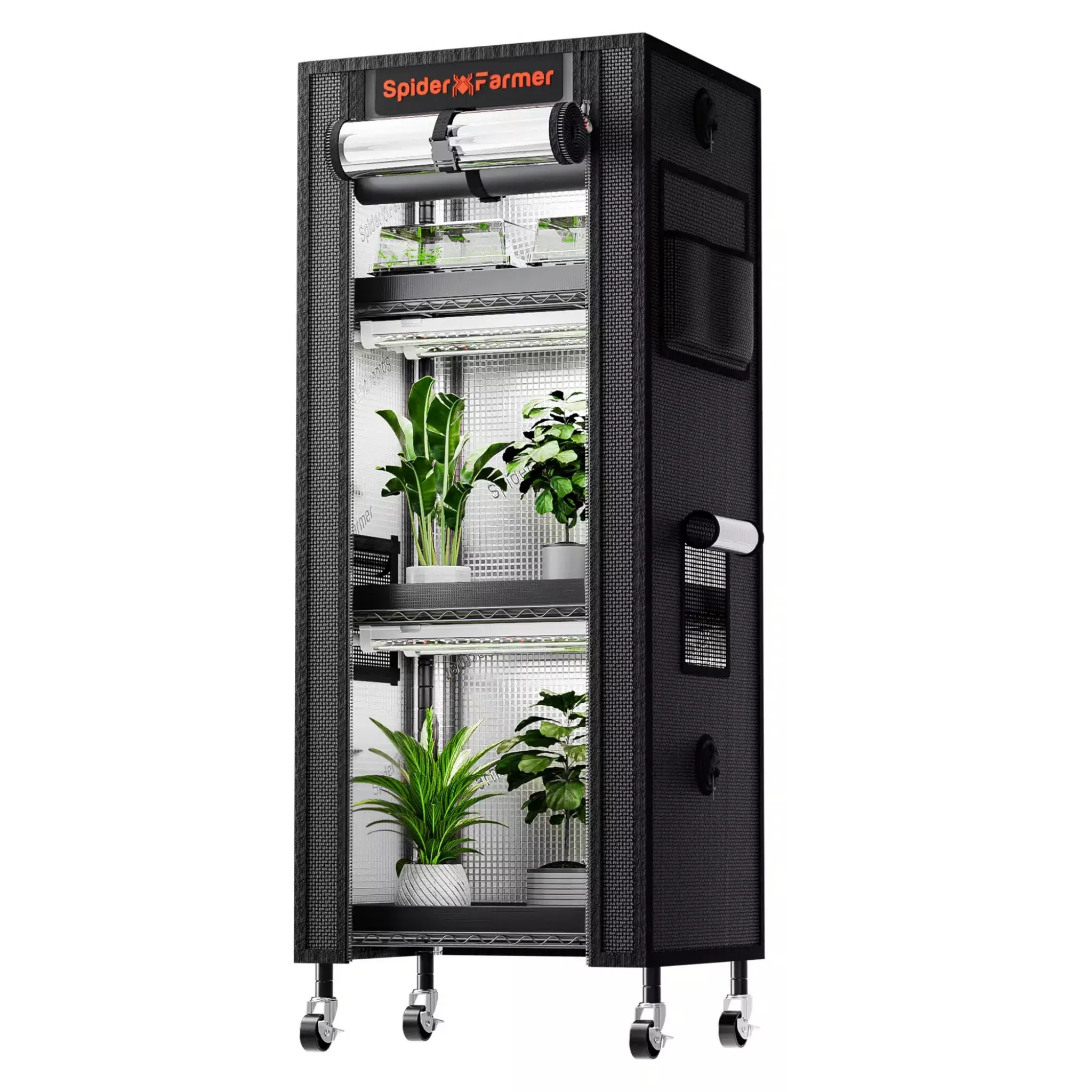 Spider Farmer - 4-Tier Plant Stand with Grow Lights & Indoor Grow Tent – 54W