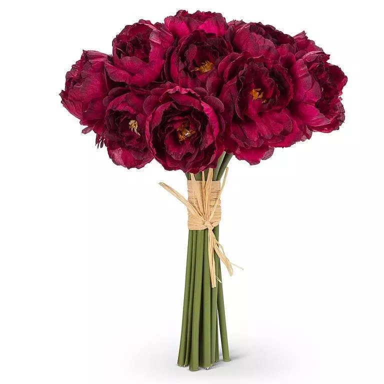 Stem Peony Bouquet Burgundy