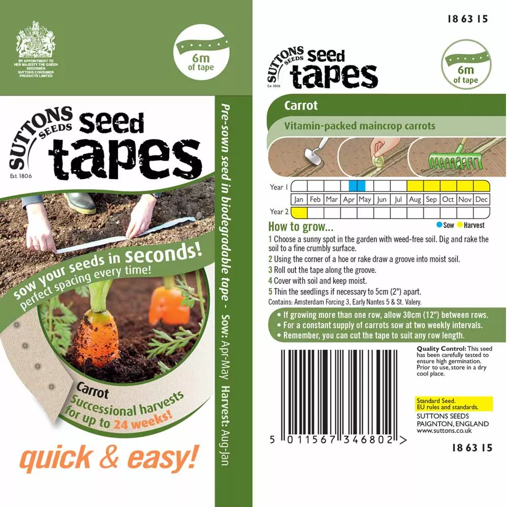 Suttons Seed Tape - Success. Harv Carrot