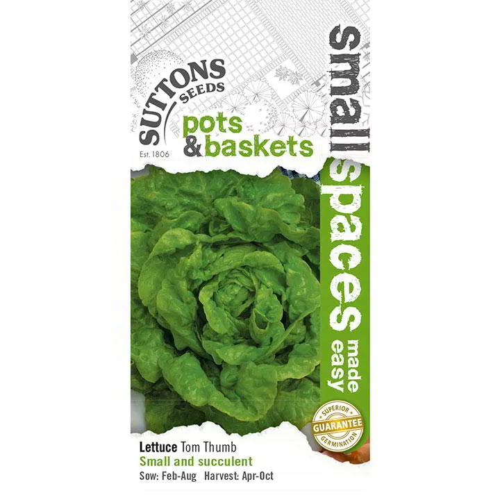 Suttons Seeds - Lettuce Tom Thumb