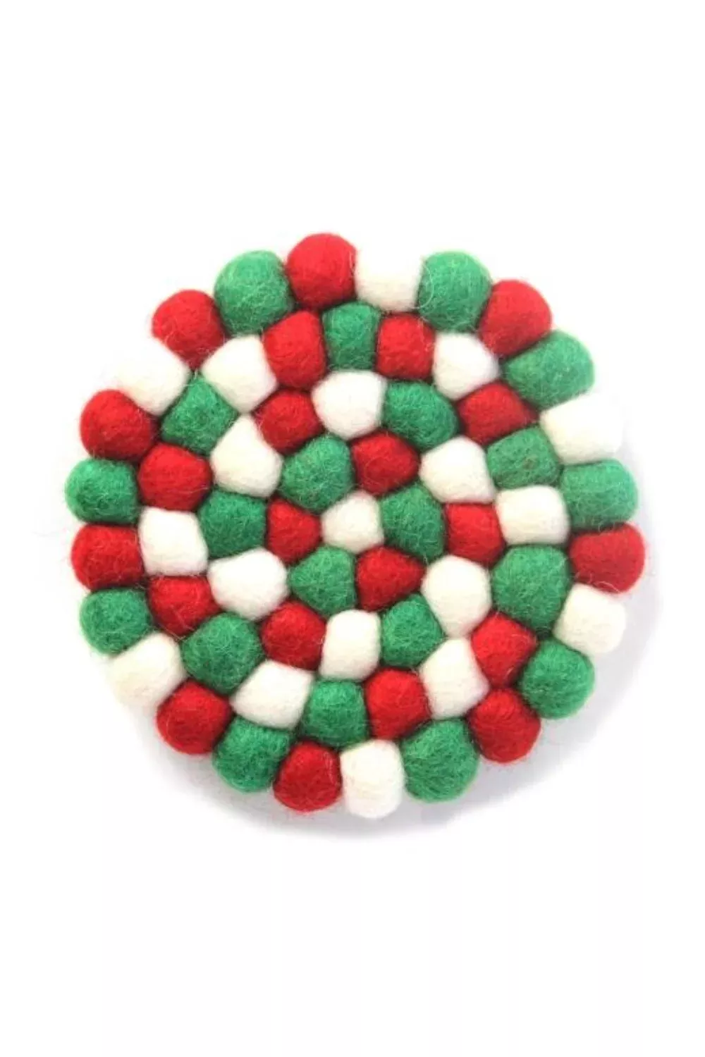 Torre & Tagus Felt Ball 8" Trivet (Red/White/Green)